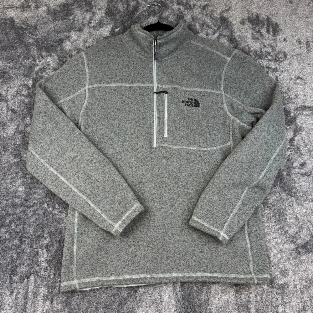 The North Face Fleece Pullover Mens XL Gray Gordon Lyons 1/4 Zip Sweater Jacket